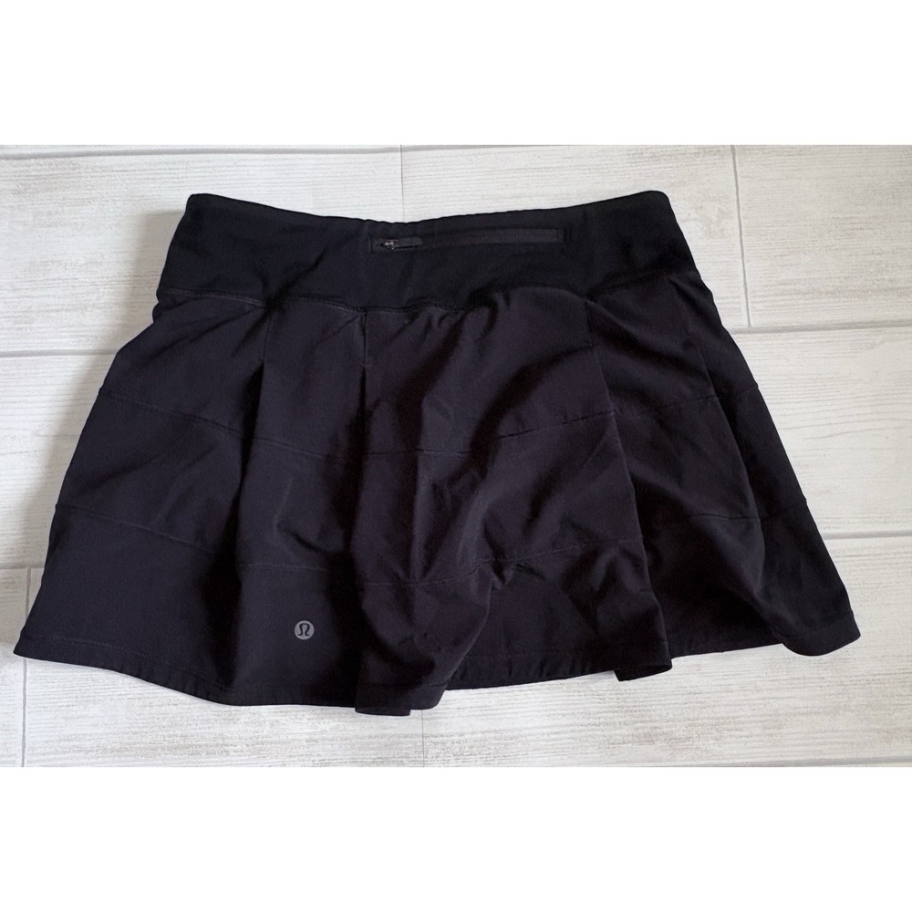 Lululemon Pace Rival Skirt Women 6 Black Tiered Pleated Athletic Skort W8AACT